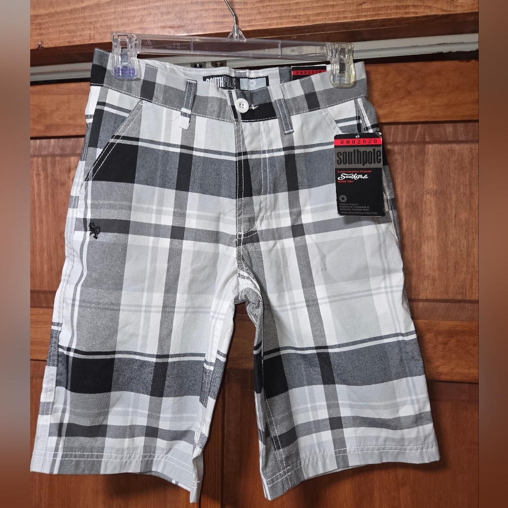 South Pole Kids Plaid Shorts - Black and Gray